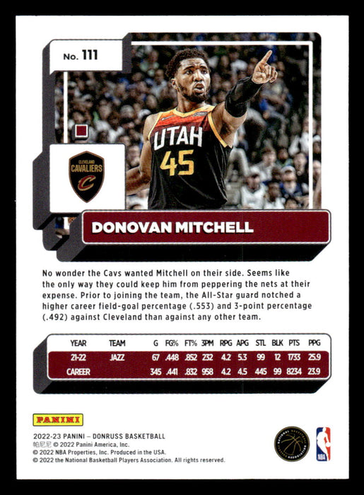 Donovan Mitchell 2022-23 Panini Donruss Basketball Base Back of Card