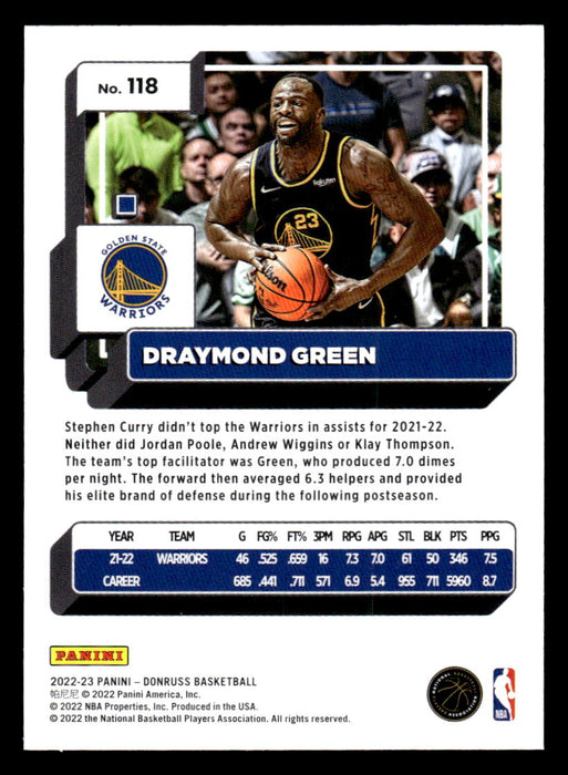 Draymond Green 2022-23 Panini Donruss Basketball Base Back of Card