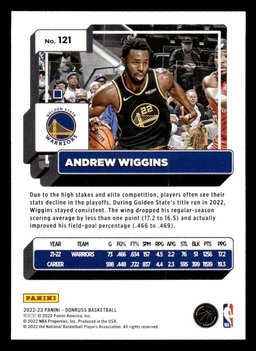 Andrew Wiggins 2022-23 Panini Donruss Basketball Base Back of Card