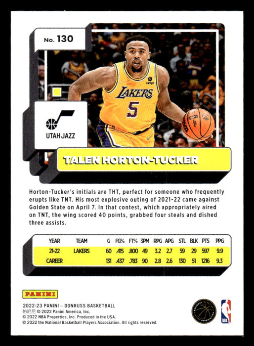 Talen Horton-Tucker 2022-23 Panini Donruss Basketball Base Back of Card