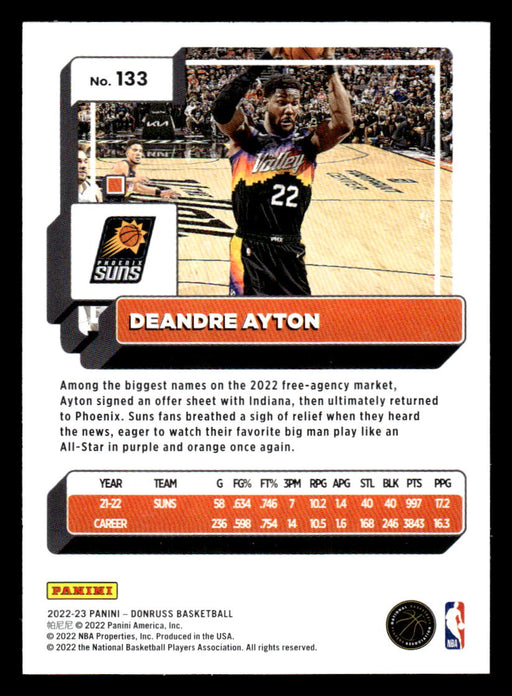 Deandre Ayton 2022-23 Panini Donruss Basketball Base Back of Card