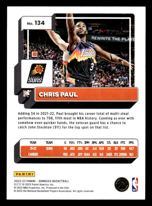 Chris Paul 2022-23 Panini Donruss Basketball Base Back of Card