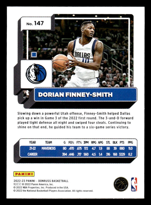 Dorian Finney-Smith 2022-23 Panini Donruss Basketball Base Back of Card