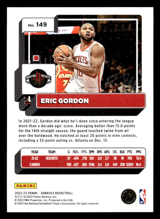 Eric Gordon 2022-23 Panini Donruss Basketball Base Back of Card