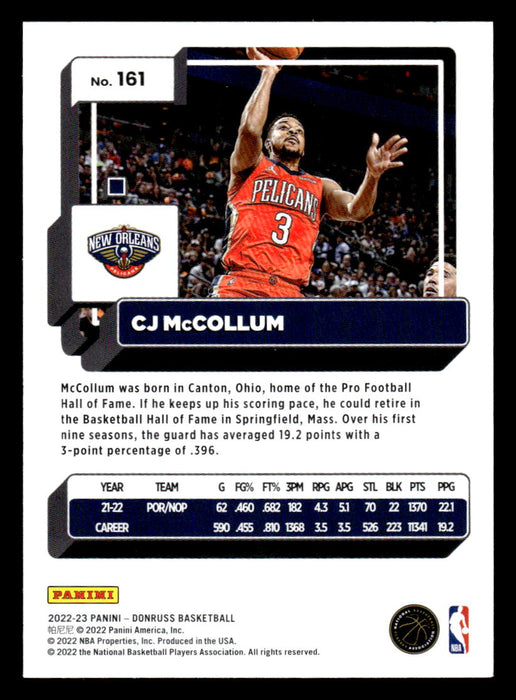 CJ McCollum 2022-23 Panini Donruss Basketball Base Back of Card