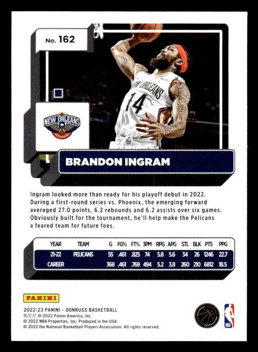 Brandon Ingram 2022-23 Panini Donruss Basketball Base Back of Card