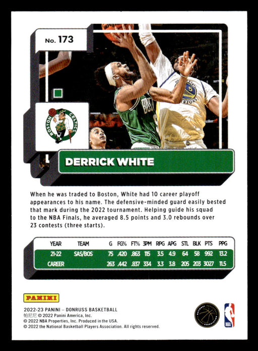 Derrick White 2022-23 Panini Donruss Basketball Base Back of Card