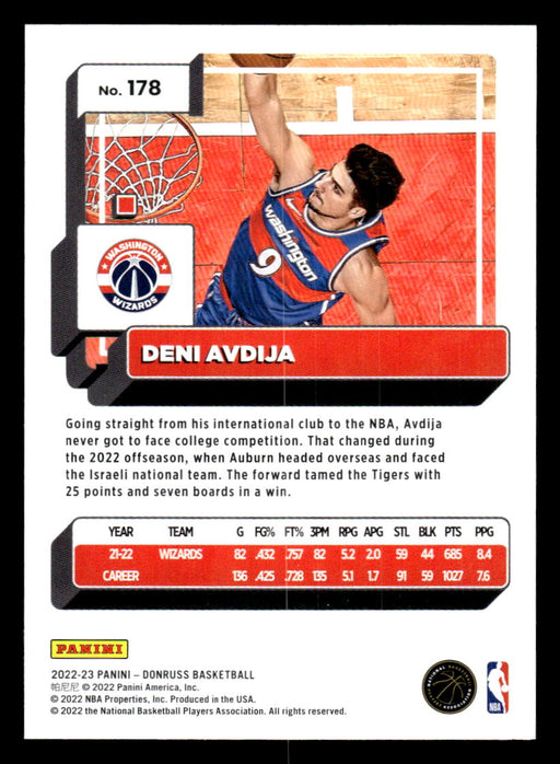 Deni Avdija 2022-23 Panini Donruss Basketball Base Back of Card