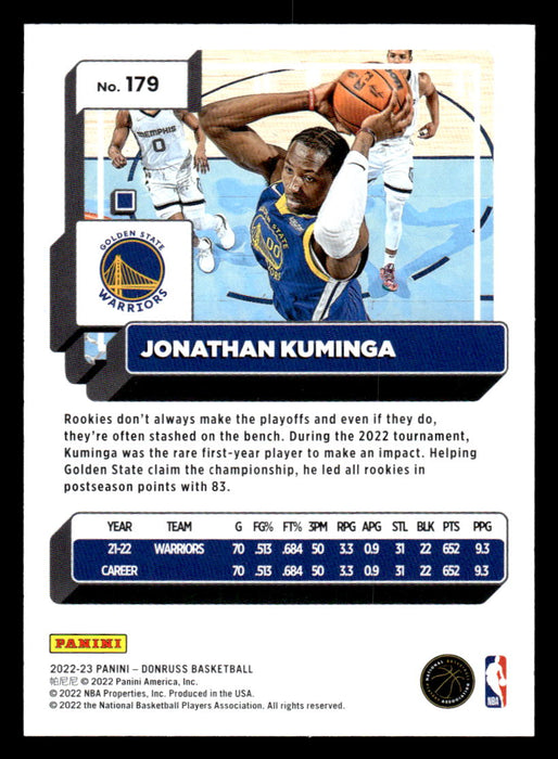 Jonathan Kuminga 2022-23 Panini Donruss Basketball Base Back of Card