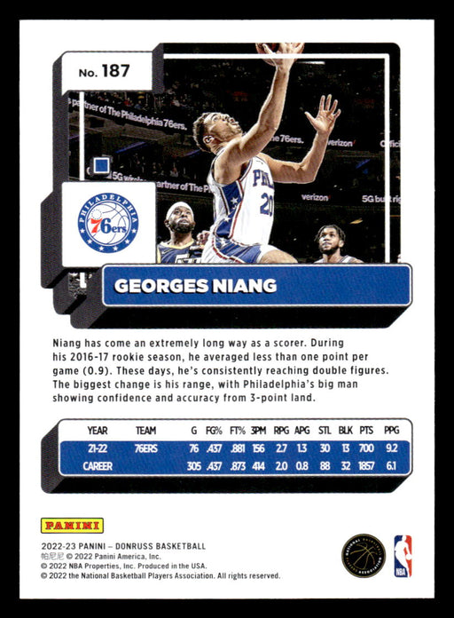 Georges Niang 2022-23 Panini Donruss Basketball Base Back of Card