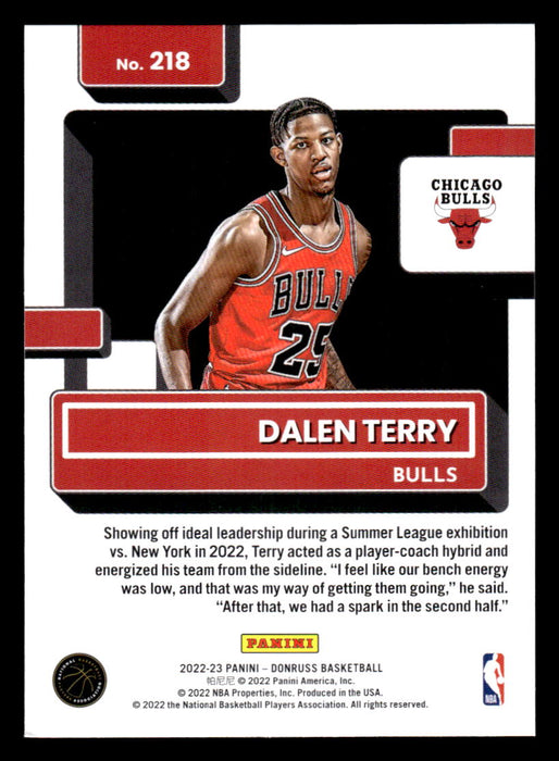 Dalen Terry 2022-23 Panini Donruss Basketball Base Back of Card