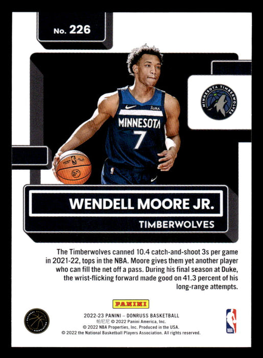 Wendell Moore Jr. 2022-23 Panini Donruss Basketball Base Back of Card