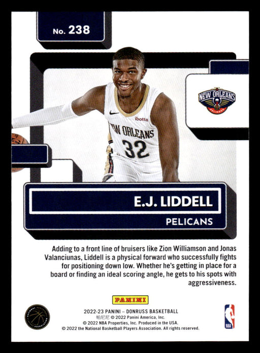 E.J. Liddell 2022-23 Panini Donruss Basketball Base Back of Card