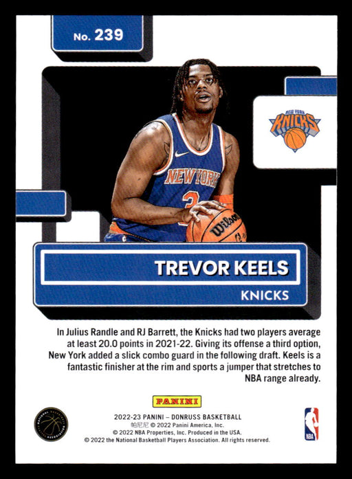 Trevor Keels 2022-23 Panini Donruss Basketball Base Back of Card