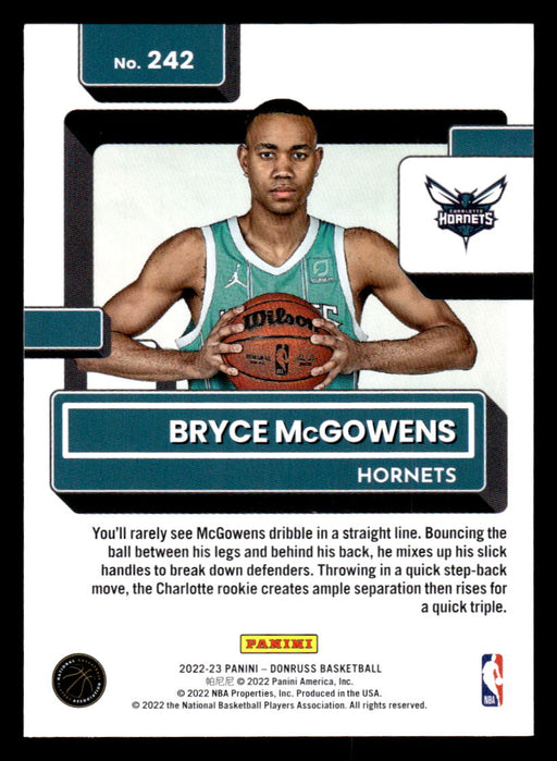 Bryce McGowens 2022-23 Panini Donruss Basketball Base Back of Card