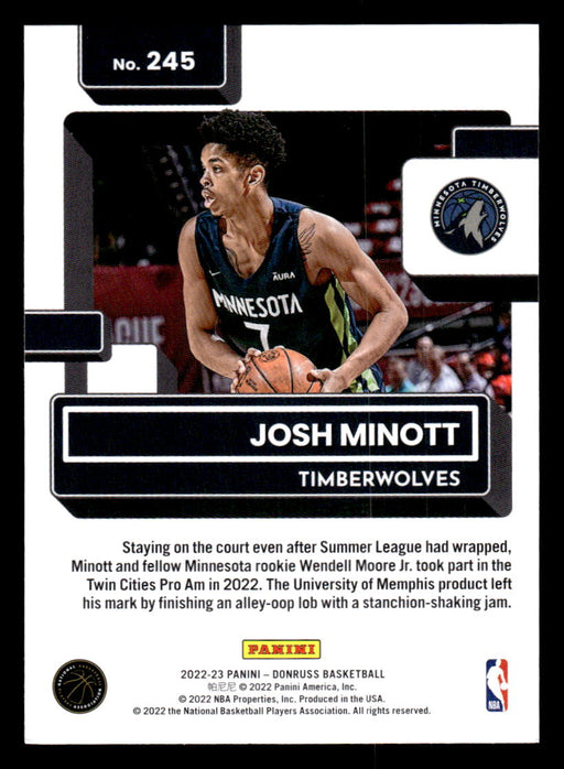 Josh Minott 2022-23 Panini Donruss Basketball Base Back of Card