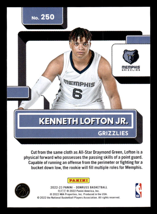 Kenneth Lofton Jr. 2022-23 Panini Donruss Basketball Base Back of Card