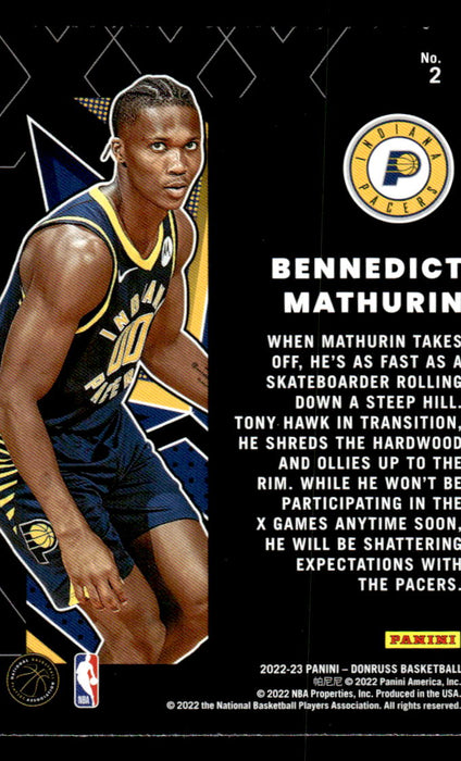 Bennedict Mathurin 2022-23 Panini Donruss Basketball Great X-Pectations Back of Card