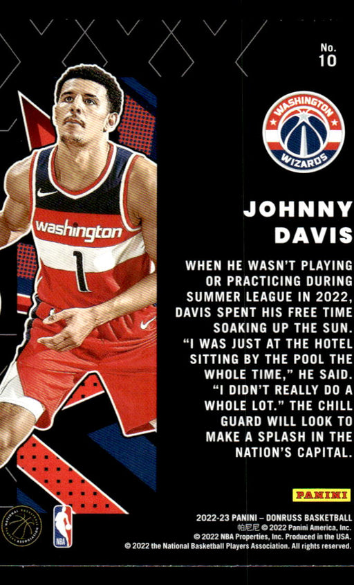 Johnny Davis 2022-23 Panini Donruss Basketball Great X-Pectations Back of Card