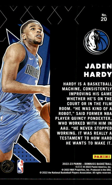 Jaden Hardy 2022-23 Panini Donruss Basketball Great X-Pectations Back of Card