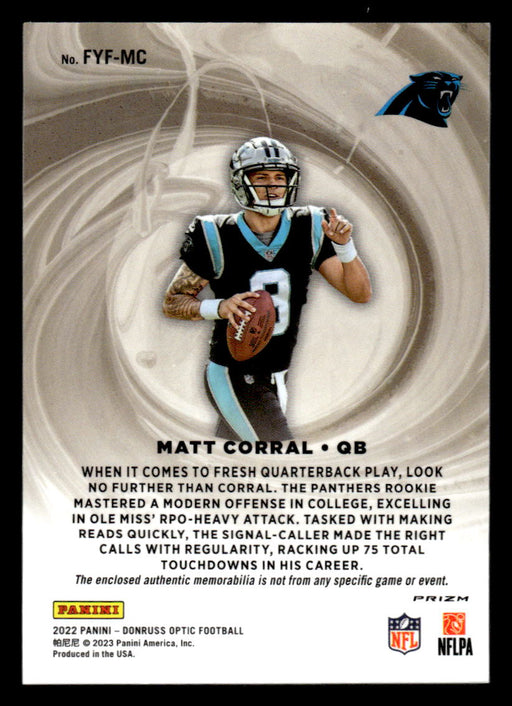 Matt Corral 2022 Panini Donruss Optic Football First Year Fresh Back of Card