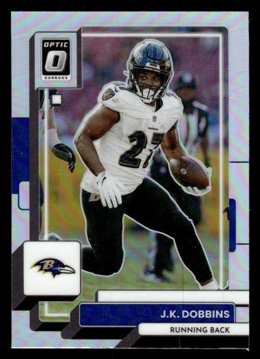 JK Dobbins 2022 Panini Donruss Optic Football Silver Prizm Front of Card