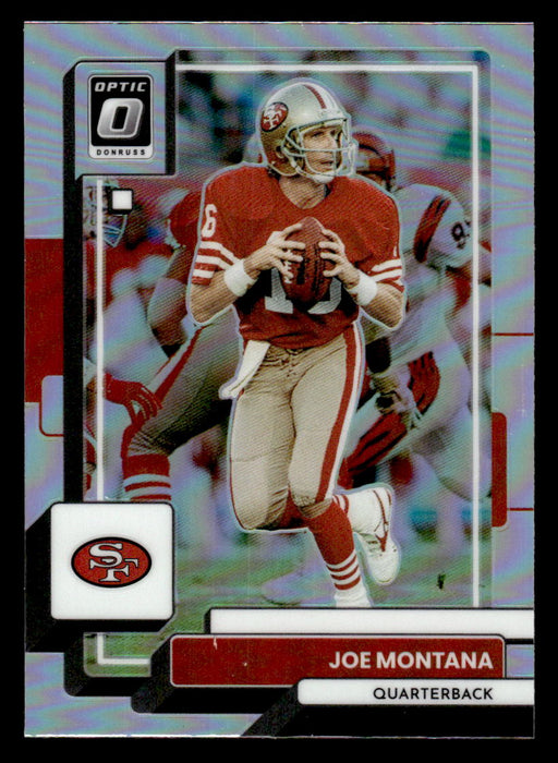 Joe Montana 2022 Panini Donruss Optic Football Silver Prizm Front of Card