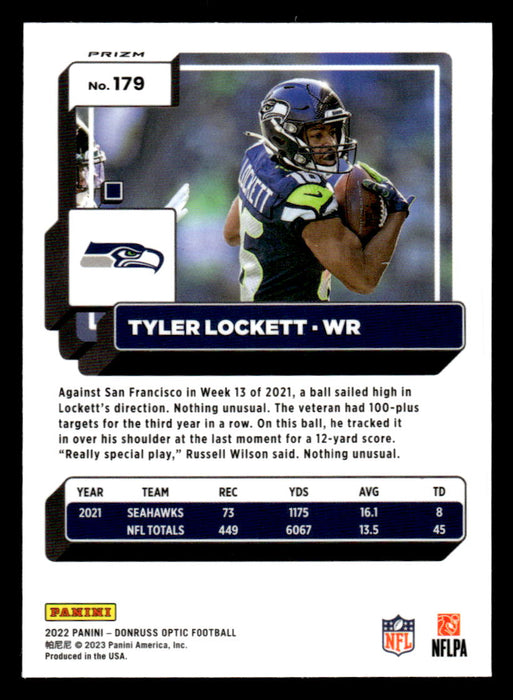 Tyler Lockett 2022 Panini Donruss Optic Football Silver Prizm Back of Card