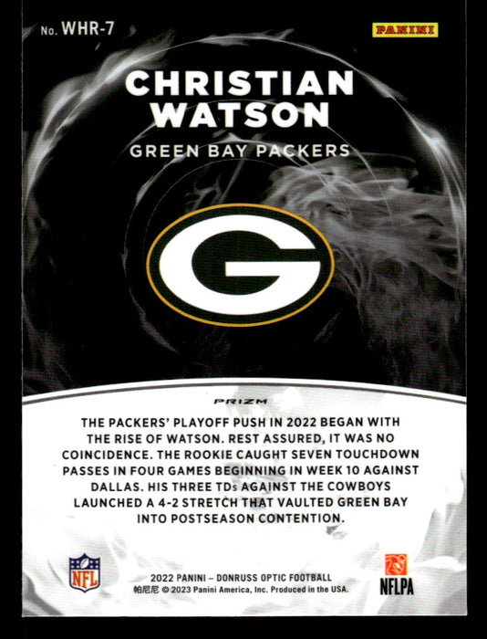 Christian Watson 2022 Panini Donruss Optic Football White Hot Rookies Back of Card