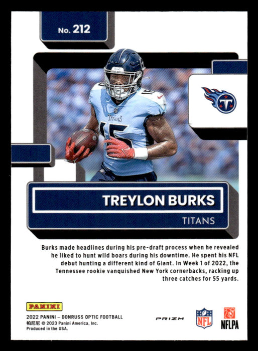 Treylon Burks 2022 Panini Donruss Optic Football Pink Prizm Back of Card