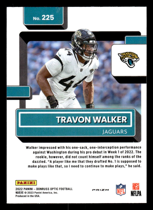 Travon Walker 2022 Panini Donruss Optic Football Pink Prizm Back of Card