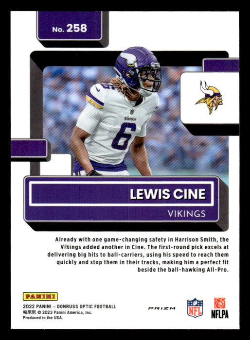 Lewis Cine 2022 Panini Donruss Optic Football Pink Prizm Back of Card