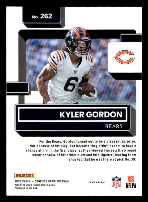 Kyler Gordon 2022 Panini Donruss Optic Football Pink Prizm Back of Card