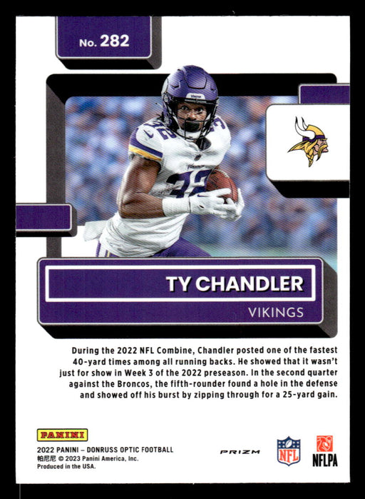 Ty Chandler 2022 Panini Donruss Optic Football Pink Prizm Back of Card