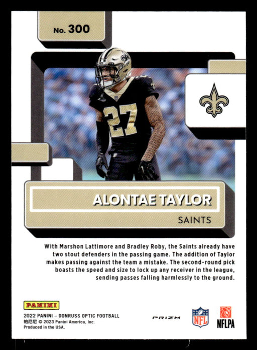 2022 Panini Donruss Optic Football Alontae Taylor # 300 RC Pink Prizm —  Collectible Craze America