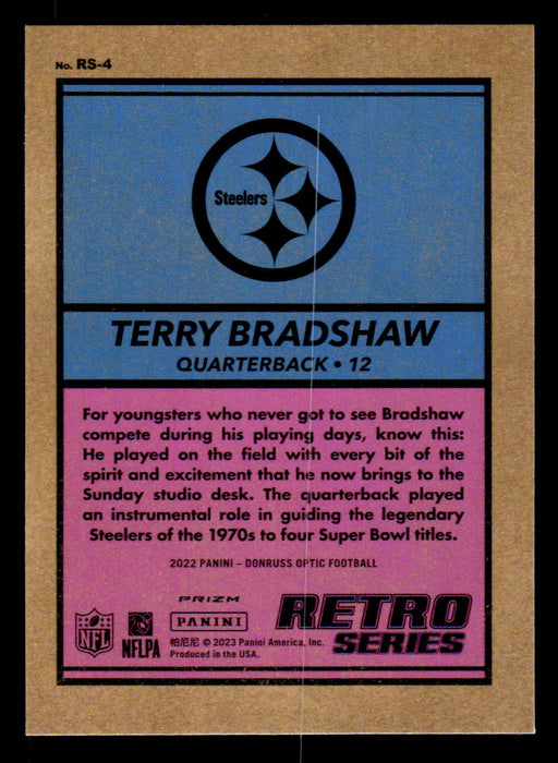 Terry Bradshaw 2022 Panini Donruss Optic Football Pink Retro Series Back of Card