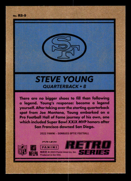 Steve Young 2022 Panini Donruss Optic Football Pink Retro Series Back of Card