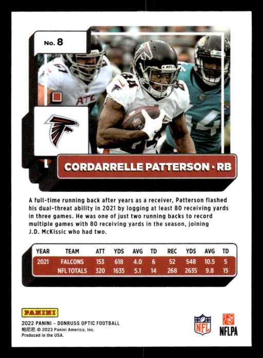 Cordarrelle Patterson 2022 Panini Donruss Optic Football Base Back of Card