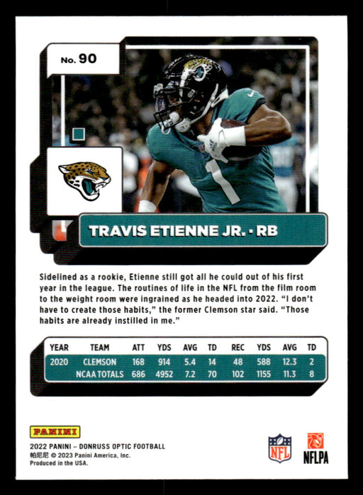 Travis Etienne Jr. 2022 Panini Donruss Optic Football Base Back of Card