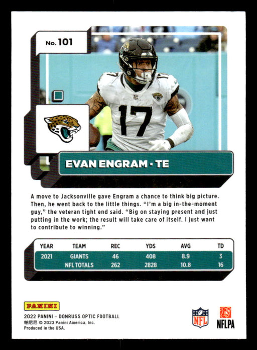 Evan Engram 2022 Panini Donruss Optic Football Base Back of Card