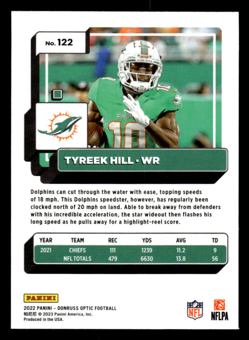 Tyreek Hill 2022 Panini Donruss Optic Football Base Back of Card