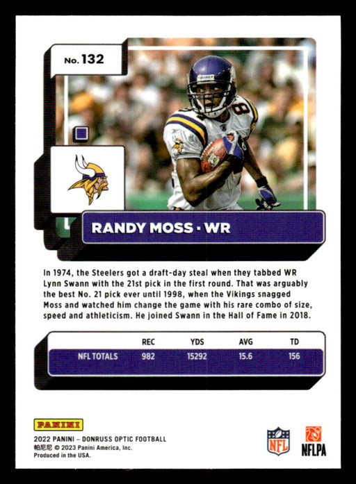 Randy Moss 2022 Panini Donruss Optic Football Base Back of Card
