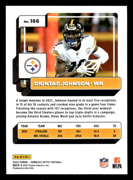 Diontae Johnson 2022 Panini Donruss Optic Football Base Back of Card