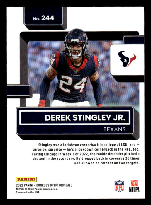 Derek Stingley Jr. 2022 Panini Donruss Optic Football Base Back of Card