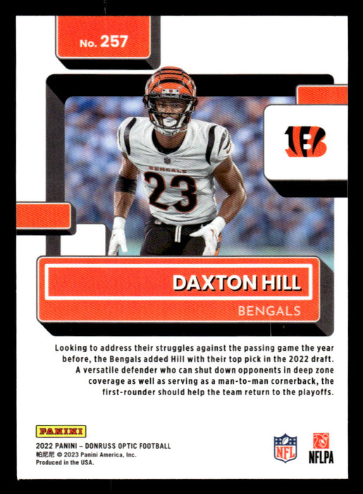 Daxton Hill 2022 Panini Donruss Optic Football Base Back of Card