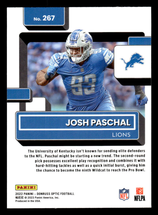 Josh Paschal 2022 Panini Donruss Optic Football Base Back of Card