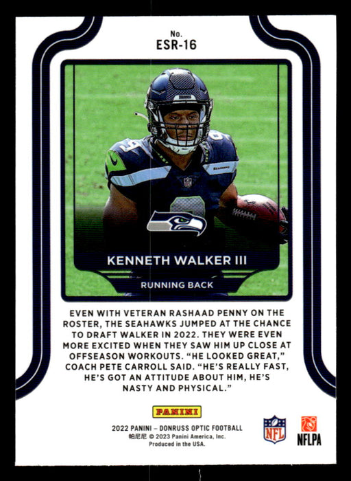 Kenneth Walker III 2022 Panini Donruss Optic Football Elite Series Rookies Back of Card