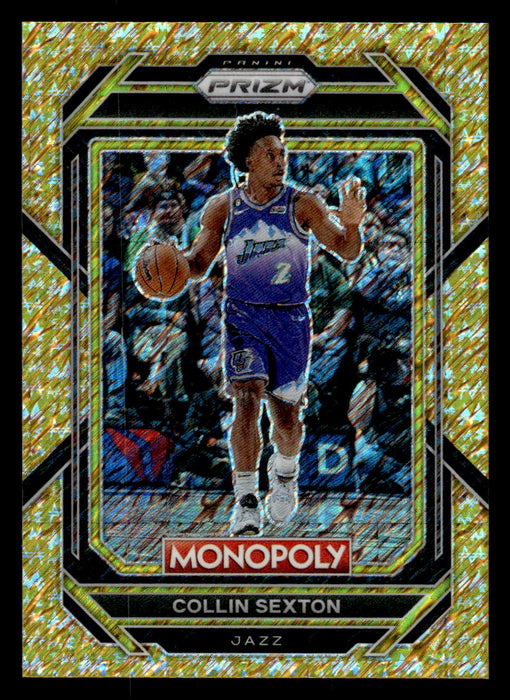 Collin Sexton 2022-23 Panini Prizm NBA Monopoly Gold Money Shimmer Front of Card