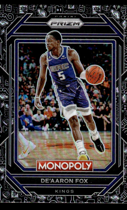 De'Aaron Fox 2022-23 Panini Prizm NBA Monopoly Monopoly Black Icons Front of Card