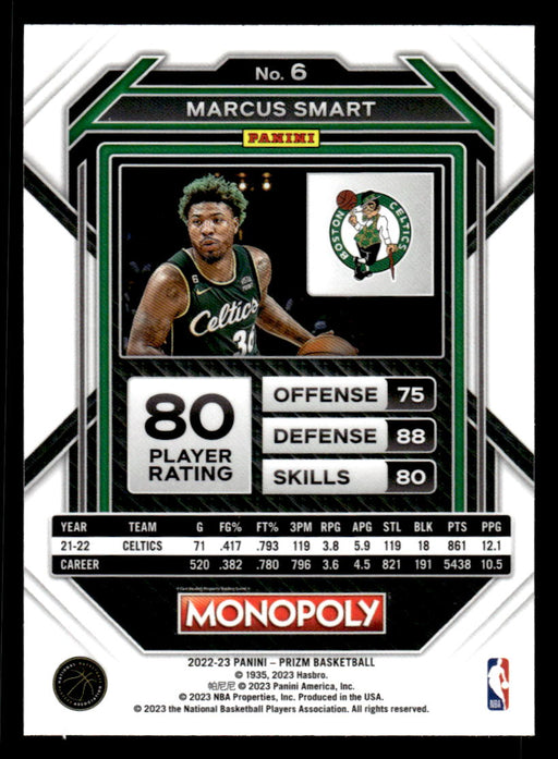 Marcus Smart 2022-23 Panini Prizm NBA Monopoly Base Back of Card